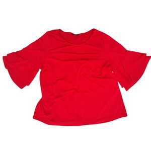 ARNA YORK Plus Size 22 24 Solid Red Stretch Blouse